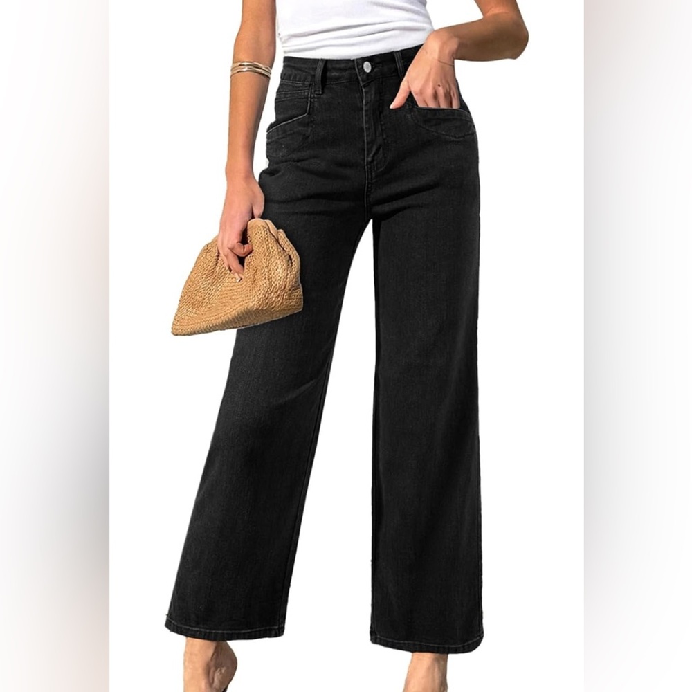 Sidefeel Women's Wide Leg Jeans High Waisted Stretchy Jeans Straight Leg